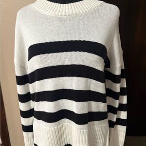 Sonoma Black and White Striped Turtleneck Sweater